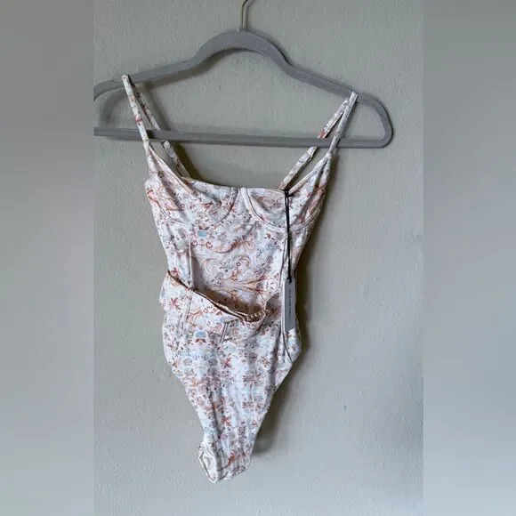 NWT WeWoreWhat Danielle One Piece Swim Suit Cream Size XS